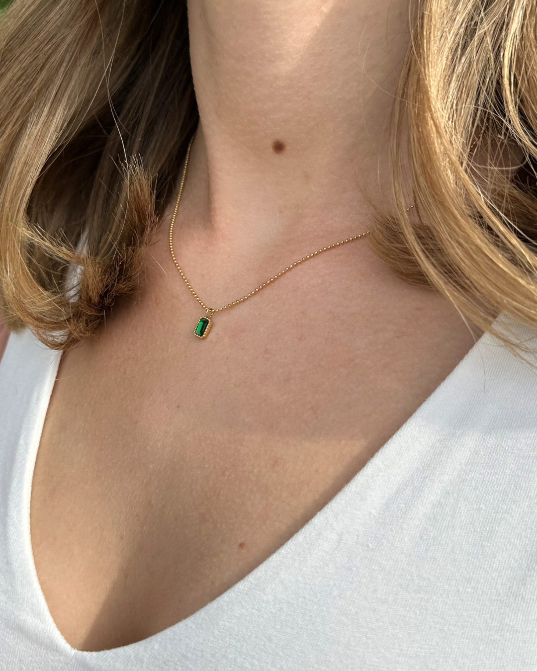 GREEN GEMSTONE HALSKETTE